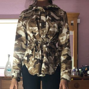 Tan and brown camp jacket